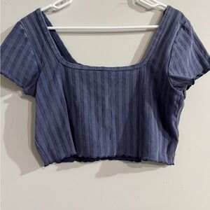 Aerie Navy Striped Crop Top
